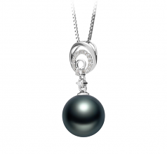 Meredith Noir 10-11mm AAA-qualité de Tahiti 925/1000 Argent-pendentif en perles