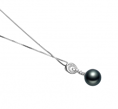 Meredith Noir 10-11mm AAA-qualité de Tahiti 925/1000 Argent-pendentif en perles