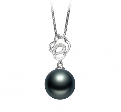 Yael Noir 10-11mm AAA-qualité de Tahiti 925/1000 Argent-pendentif en perles