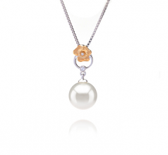 Pamela Blanc 9-10mm AAAA-qualité perles d'eau douce 925/1000 Argent-pendentif en perles