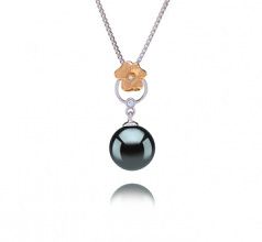 Pamela Noir 9-10mm AAA-qualité de Tahiti 925/1000 Argent-pendentif en perles