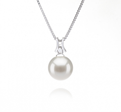 Lauren Blanc 9-10mm AAAA-qualité perles d'eau douce 925/1000 Argent-pendentif en perles