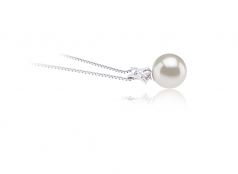 Lauren Blanc 9-10mm AAAA-qualité perles d'eau douce 925/1000 Argent-pendentif en perles