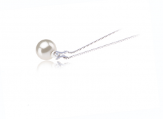 Lauren Blanc 9-10mm AAAA-qualité perles d'eau douce 925/1000 Argent-pendentif en perles