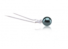 Lauren Noir 9-10mm AAA-qualité de Tahiti 925/1000 Argent-pendentif en perles