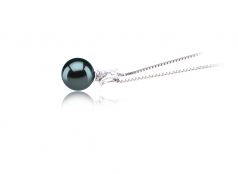 Lauren Noir 9-10mm AAA-qualité de Tahiti 925/1000 Argent-pendentif en perles
