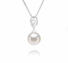 Kimberly Blanc 9-10mm AAAA-qualité perles d'eau douce 925/1000 Argent-pendentif en perles