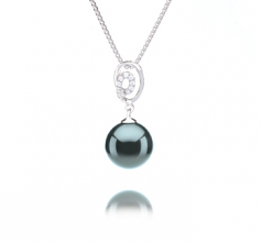 Kimberly Noir 9-10mm AAA-qualité de Tahiti 925/1000 Argent-pendentif en perles