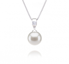 Nicole Blanc 9-10mm AAAA-qualité perles d'eau douce 925/1000 Argent-pendentif en perles