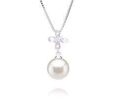 Taylor Blanc 9-10mm AAAA-qualité perles d'eau douce 925/1000 Argent-pendentif en perles