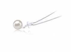 Taylor Blanc 9-10mm AAAA-qualité perles d'eau douce 925/1000 Argent-pendentif en perles