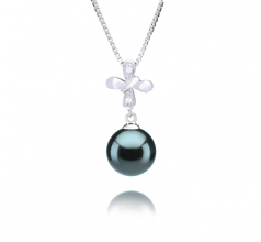 Taylor Noir 9-10mm AAA-qualité de Tahiti 925/1000 Argent-pendentif en perles