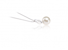 Courtney Blanc 9-10mm AAAA-qualité perles d'eau douce 925/1000 Argent-pendentif en perles