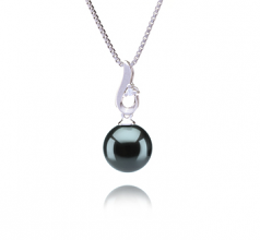 Courtney Noir 9-10mm AAA-qualité de Tahiti 925/1000 Argent-pendentif en perles