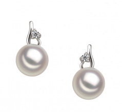 Melissa Blanc 7-8mm AA-qualité Akoya du Japon 925/1000 Argent-Boucles d'oreilles en perles