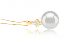 Hilda Blanc 10-11mm AAA-qualité des Mers du Sud 585/1000 Or Jaune-pendentif en perles