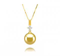 Hilda Or 10-11mm AAA-qualité des Mers du Sud 585/1000 Or Jaune-pendentif en perles