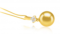 Hilda Or 10-11mm AAA-qualité des Mers du Sud 585/1000 Or Jaune-pendentif en perles