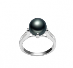 Erica Noir 8-9mm AAA-qualité perles d'eau douce 925/1000 Argent-Bague perles