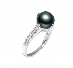 Erica Noir 8-9mm AAA-qualité perles d'eau douce 925/1000 Argent-Bague perles