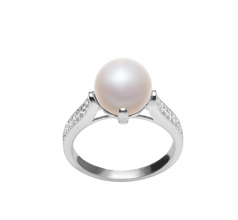 Erica Blanc 8-9mm AAA-qualité perles d'eau douce 925/1000 Argent-Bague perles