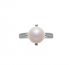 Erica Blanc 8-9mm AAA-qualité perles d'eau douce 925/1000 Argent-Bague perles