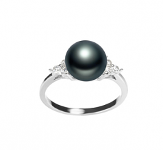 Dacey Noir 8-9mm AAA-qualité perles d'eau douce 925/1000 Argent-Bague perles