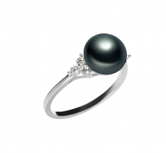 Dacey Noir 8-9mm AAA-qualité perles d'eau douce 925/1000 Argent-Bague perles