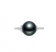 Dacey Noir 8-9mm AAA-qualité perles d'eau douce 925/1000 Argent-Bague perles