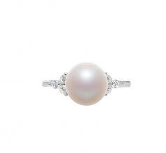 Dacey Blanc 8-9mm AAA-qualité perles d'eau douce 925/1000 Argent-Bague perles