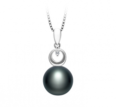 Sonia Noir 9-10mm AA-qualité perles d'eau douce 925/1000 Argent-pendentif en perles