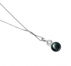 Sonia Noir 9-10mm AA-qualité perles d'eau douce 925/1000 Argent-pendentif en perles