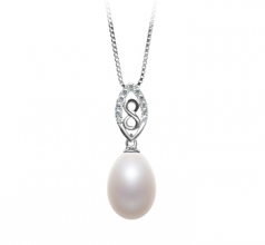 Olina Blanc 10-11mm AA - Drop-qualité perles d'eau douce 925/1000 Argent-pendentif en perles