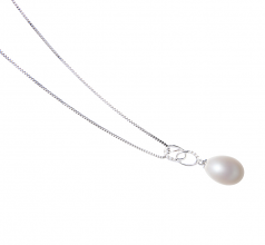 Rabia Blanc 10-11mm AA - Drop-qualité perles d'eau douce 925/1000 Argent-pendentif en perles