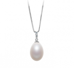 Salina Blanc 10-11mm AA - Drop-qualité perles d'eau douce 925/1000 Argent-pendentif en perles