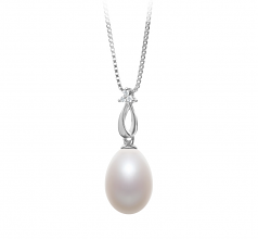 Utina Blanc 10-11mm AA - Drop-qualité perles d'eau douce 925/1000 Argent-pendentif en perles