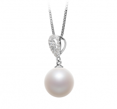 Regina Blanc 10-11mm AAAA-qualité perles d'eau douce 925/1000 Argent-pendentif en perles