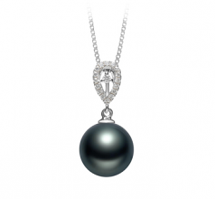 Regina Noir 10-11mm AAA-qualité de Tahiti 925/1000 Argent-pendentif en perles