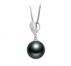 Regina Noir 10-11mm AAA-qualité de Tahiti 925/1000 Argent-pendentif en perles