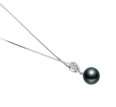 Regina Noir 10-11mm AAA-qualité de Tahiti 925/1000 Argent-pendentif en perles