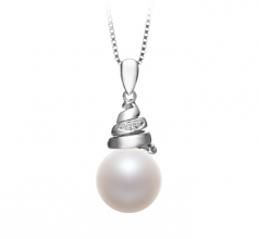 Romola Blanc 10-11mm AAAA-qualité perles d'eau douce 925/1000 Argent-pendentif en perles