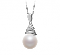 Romola Blanc 10-11mm AAAA-qualité perles d'eau douce 925/1000 Argent-pendentif en perles