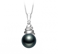 Romola Noir 10-11mm AAA-qualité de Tahiti 925/1000 Argent-pendentif en perles