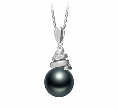 Romola Noir 10-11mm AAA-qualité de Tahiti 925/1000 Argent-pendentif en perles