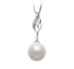 Loretta Blanc 10-11mm AAAA-qualité perles d'eau douce 925/1000 Argent-pendentif en perles