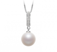 Talitha Blanc 10-11mm AAAA-qualité perles d'eau douce 925/1000 Argent-pendentif en perles