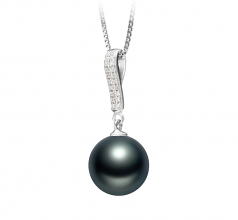 Talitha Noir 10-11mm AAA-qualité de Tahiti 925/1000 Argent-pendentif en perles