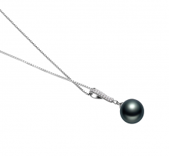 Talitha Noir 10-11mm AAA-qualité de Tahiti 925/1000 Argent-pendentif en perles