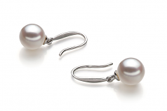 Yoko Blanc 7-8mm AA-qualité Akoya du Japon 925/1000 Argent-Boucles d'oreilles en perles