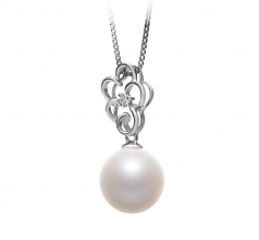 Hilary Blanc 10-11mm AAAA-qualité perles d'eau douce 925/1000 Argent-pendentif en perles